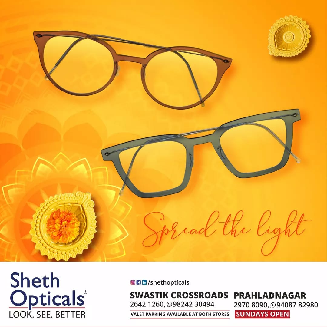 Sheth Opticals,  Diwali2021, Sheth, Opticals, Sunglasses, Glasses, Fashion, Style, Optical, Frames, EyewearFashion, EyeGlasses, EyewearStyle, OpticalShop, Ahmedabad, Gujarat, India