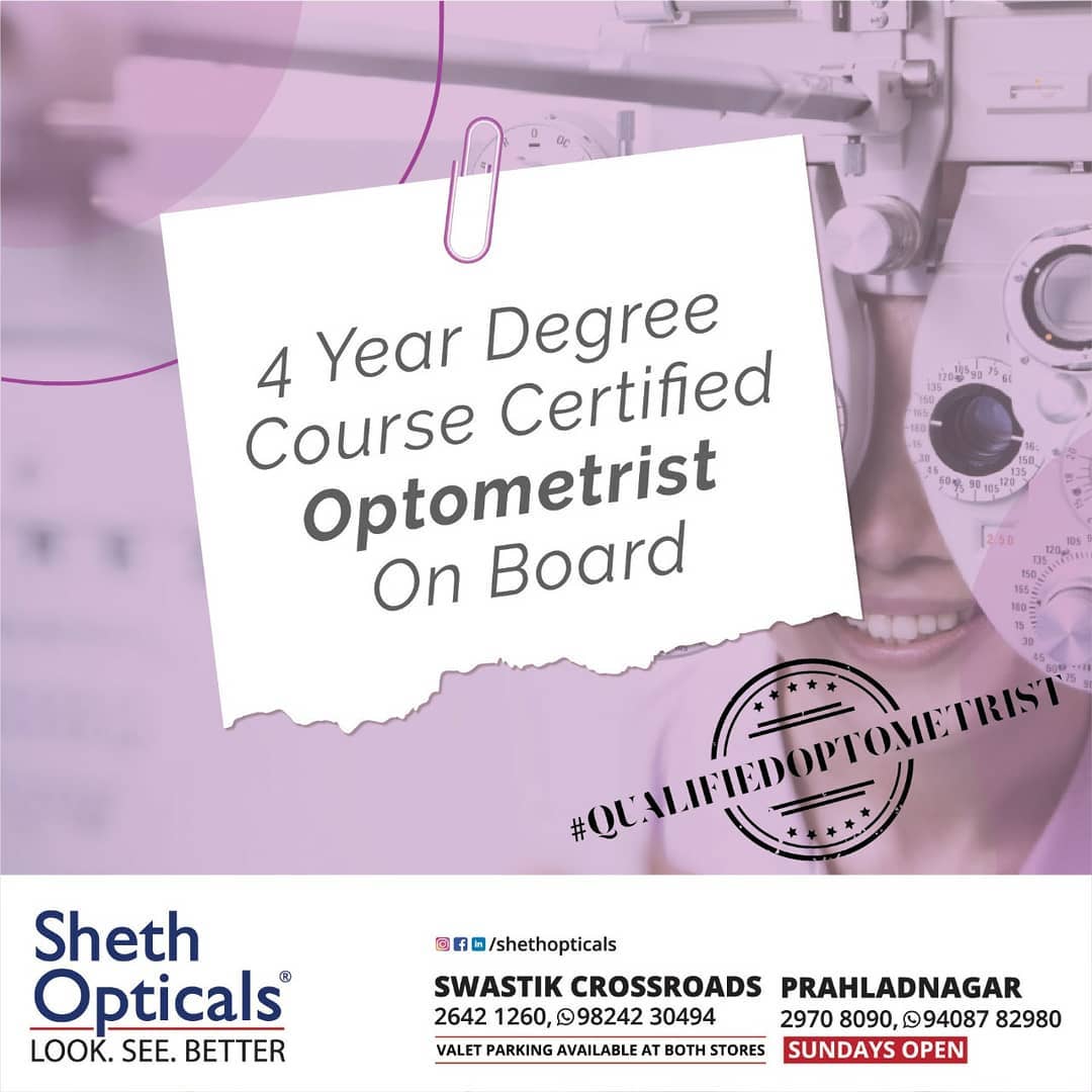 Sheth Opticals,  QualifiedOptometrist, opticians, Sheth, Opticals,, opticalshop, Ahmedabad, CustomerService, OnlyOriginals., Eyecare, Spectacles, ContactLens, Optical, Frames, Sunglasses, EyeWear, EyeWearFashion, EyeWearStyle, EyeWearTrends, EyeWearShop