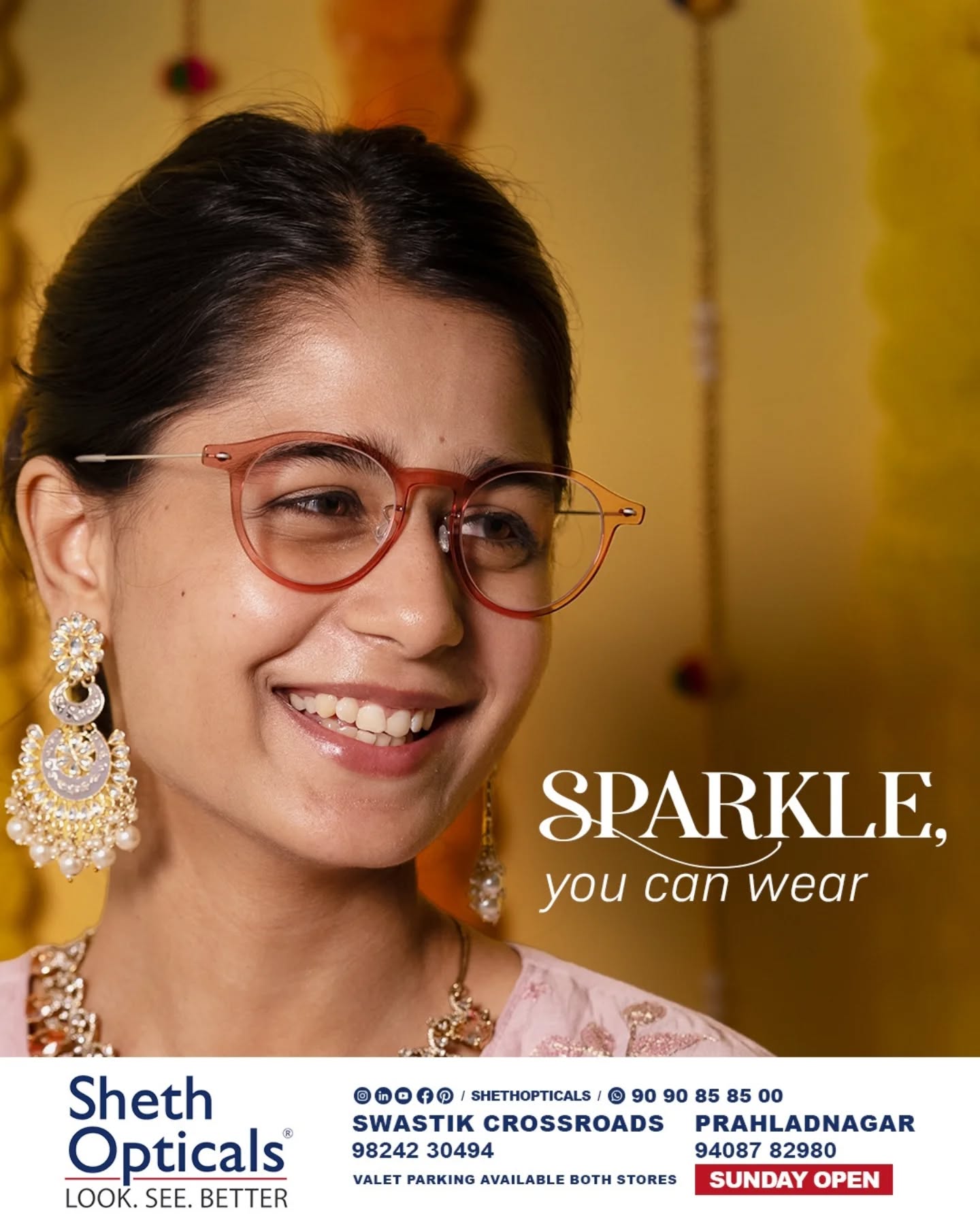 Sheth Opticals,  ShethOpticals, FestiveStyle, EyewearGoals, LuxuryFrames, AhmedabadFashion, SeeInStyle, DesignerEyewear, SunglassesIndia