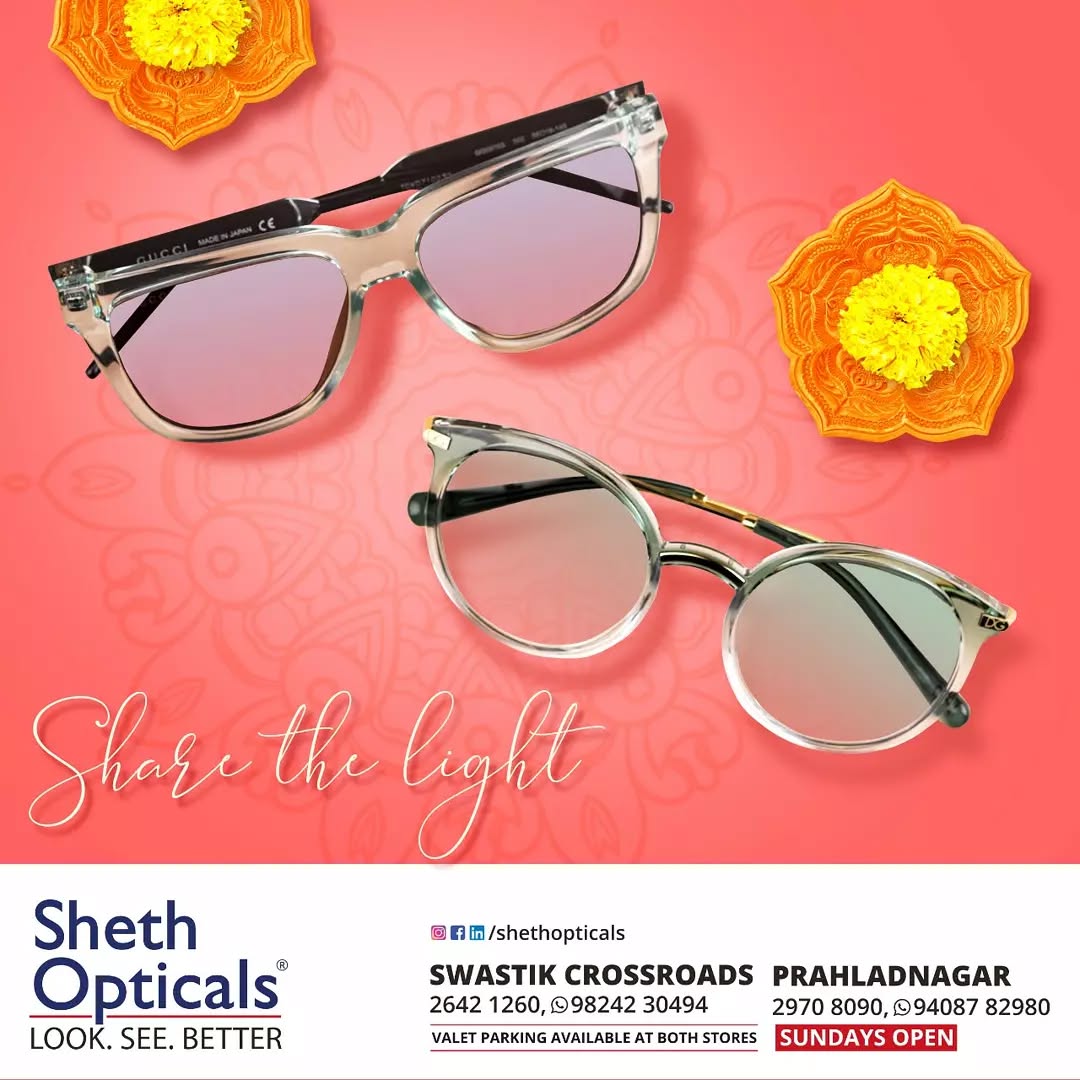 Sheth Opticals,  Diwali2021, SafePataka, FestiveFiesta, Sheth, Opticals, Sunglasses, Glasses, Fashion, Style, Optical, Frames, EyewearFashion, EyeGlasses, EyewearStyle, OpticalShop, Ahmedabad, Gujarat, India