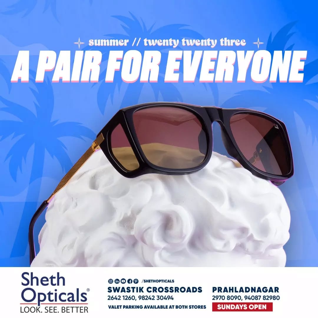 Sheth Opticals,  sunglasses, frames, opticals, opticianahmedabad, eyewear, summervibes, summersinahmedabad, summertrends, sunglasses2023, eyewearbrands