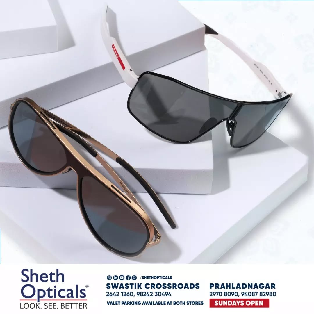 Sheth Opticals,  shethopticals, sunglasses, opticals, opticianahmedabad, eyewearbrands, luxuryeyewear, ahmedabadoptician, eyewearinahmedabad, trendingsunglasses, luxurysunglasses, sunglasstrends, sunglassfashion, festiveeyewear, porschesunglasses, pradasunglasses