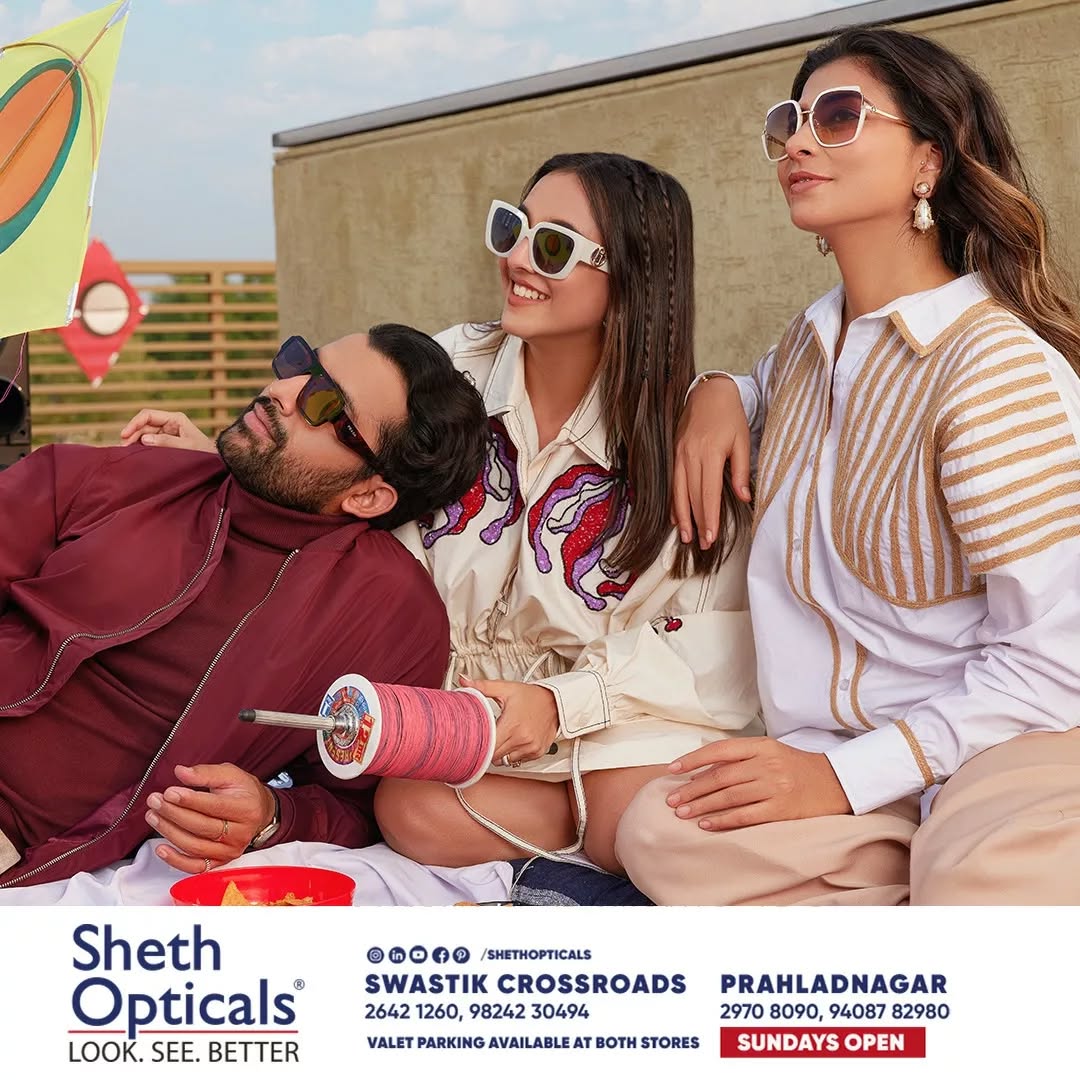 Sheth Opticals,  shethopticals, newdaynewage, shethopticalsahmedabad, opticalsahmedabad, opticalsindia, opticiansnearme, opticalsnearme, opticianahmedabad, eyewear, trends, trendingsunglass, traveledition, giftingsunglasses, giftingeyewear, limitededitionsunglasses, uttarayan, uttarayan2024, uttarayanlooks, uttarayanootd