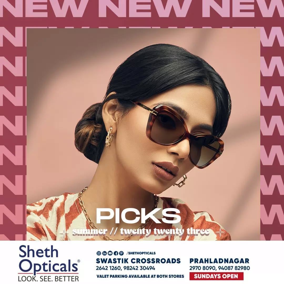 Sheth Opticals,  sunglasses, frames, opticals, opticianahmedabad, eyewear, summervibes, summersinahmedabad, summertrends, sunglasses2023, eyewearbrands