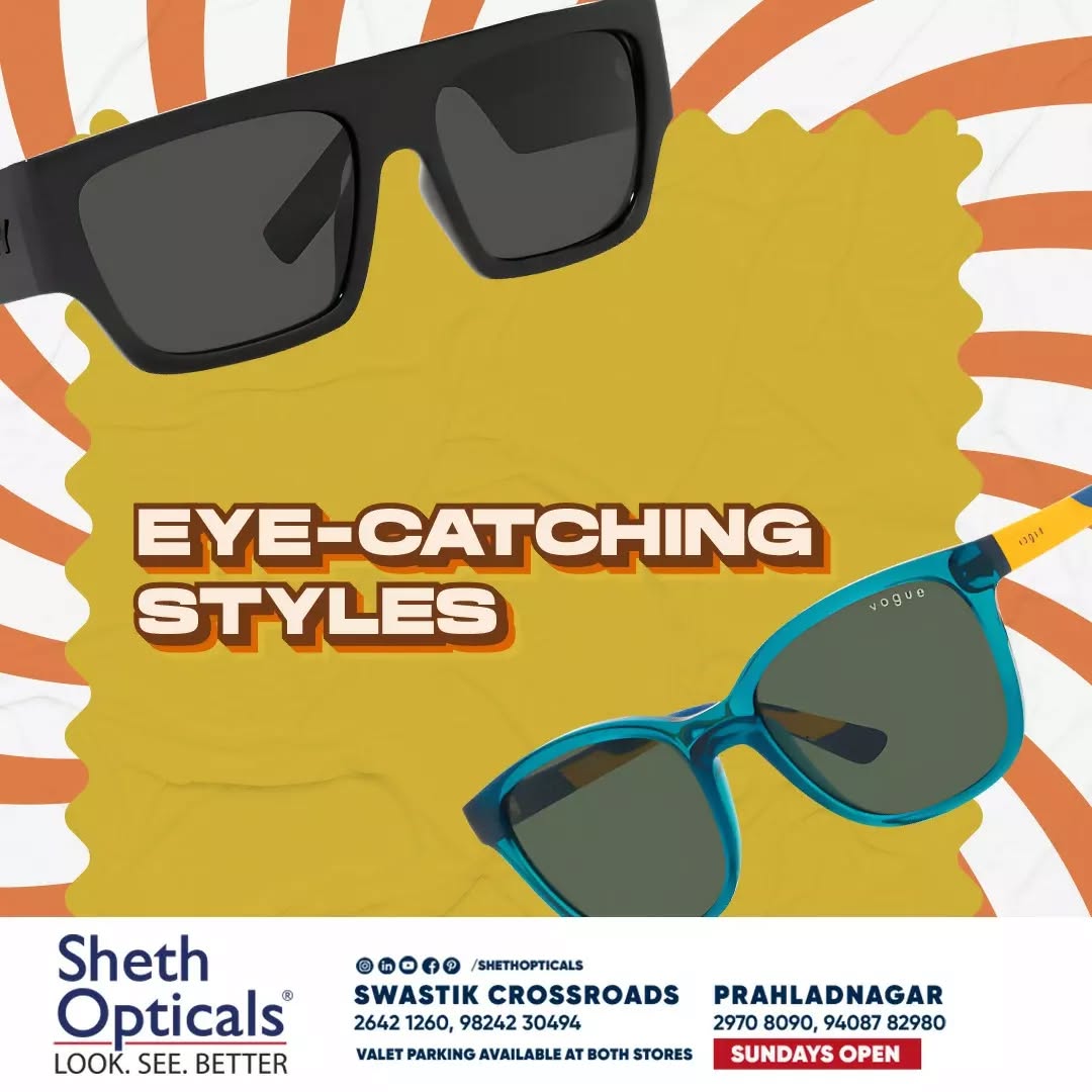 Sheth Opticals,  ShethOpticals., shethopticals, sunglasses, opticals, opticianahmedabad, boldeyewear, eyewearbrands, luxuryeyewear, ahmedabadoptician, eyewearinahmedabad, trendingsunglasses, luxurysunglasses, sunglasstrends, sunglassfashion, festiveeyewear, sunglassesgifting, glamsunglasses, festivestyling, navratrinights, navratrigujarat, festiveseason, trendysunglasses, trendyeyewear, festiveeyewear