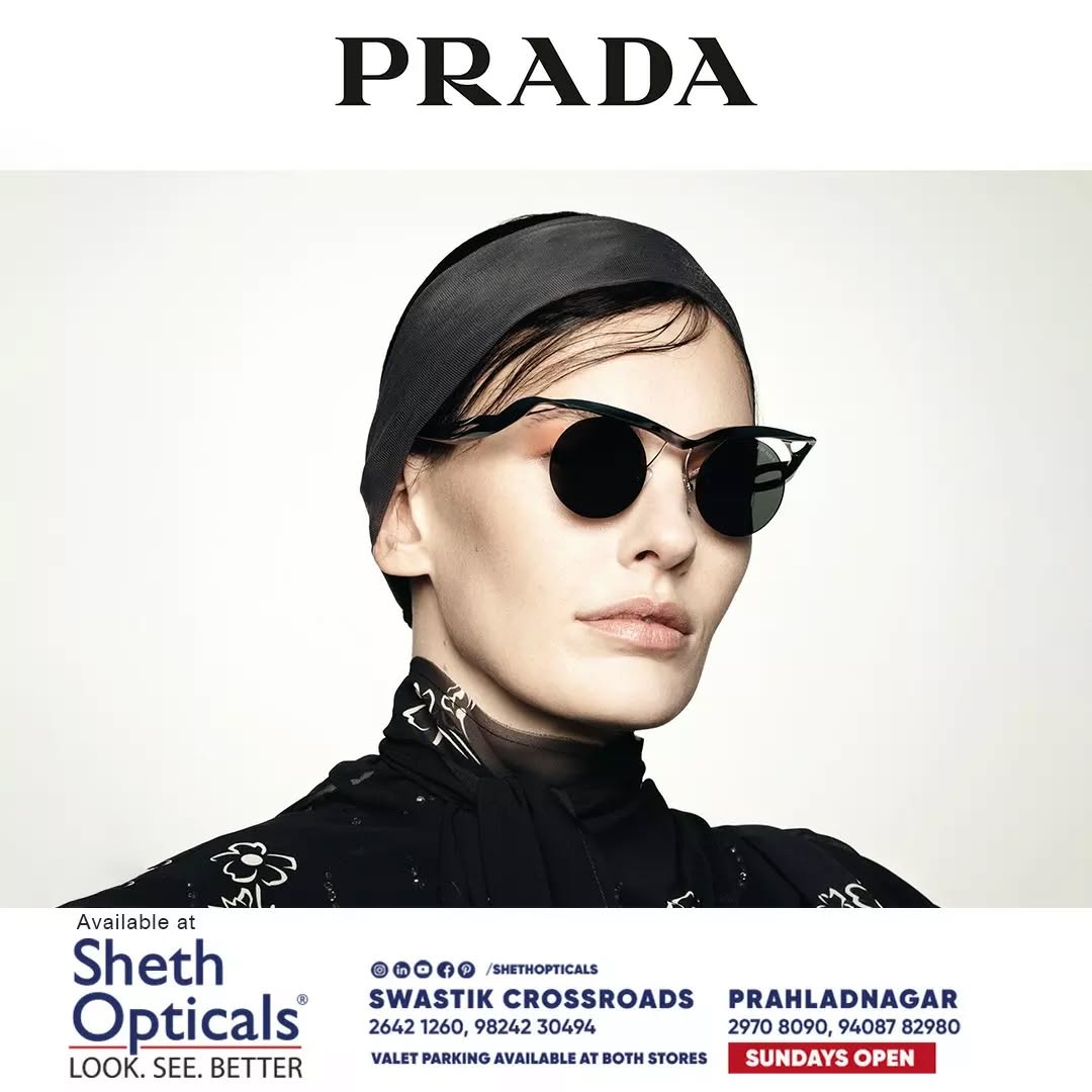 Sheth Opticals,  shethopticals, newdaynewage, shethopticalsahmedabad, opticalsahmedabad, opticalsindia, opticiansnearme, opticalsnearme, prada, PradaEyewear, opticianahmedabad, eyewear, trends, brands, services, sunglasses, trendingsunglass, eyeweartrends, luxuryeyewear, luxeeyewear, luxedesigns, eyewear, frames, trendingframes