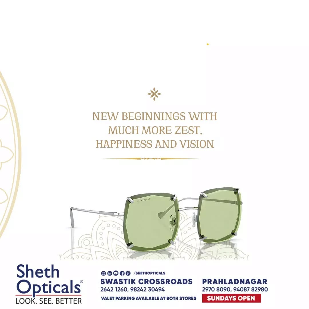 Sheth Opticals,  shethopticals, newdaynewage, shethopticalsahmedabad, opticalsahmedabad, opticalsindia, opticiansnearme, opticalsnearme, opticianahmedabad, eyewear, trends, brands, services, sunglasses, trendingsunglass, eyeweartrends, luxuryeyewear, luxeeyewear, luxedesigns, eyewear, frames, trendingframes, diwaligreetings, diwali2023, diwaliwishes