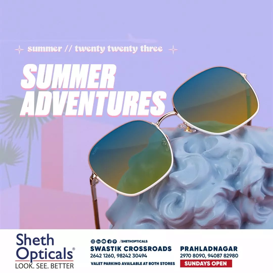 Sheth Opticals,  sunglasses, frames, opticals, opticianahmedabad, eyewear, summervibes, summersinahmedabad, summertrends, sunglasses2023, eyewearbrands