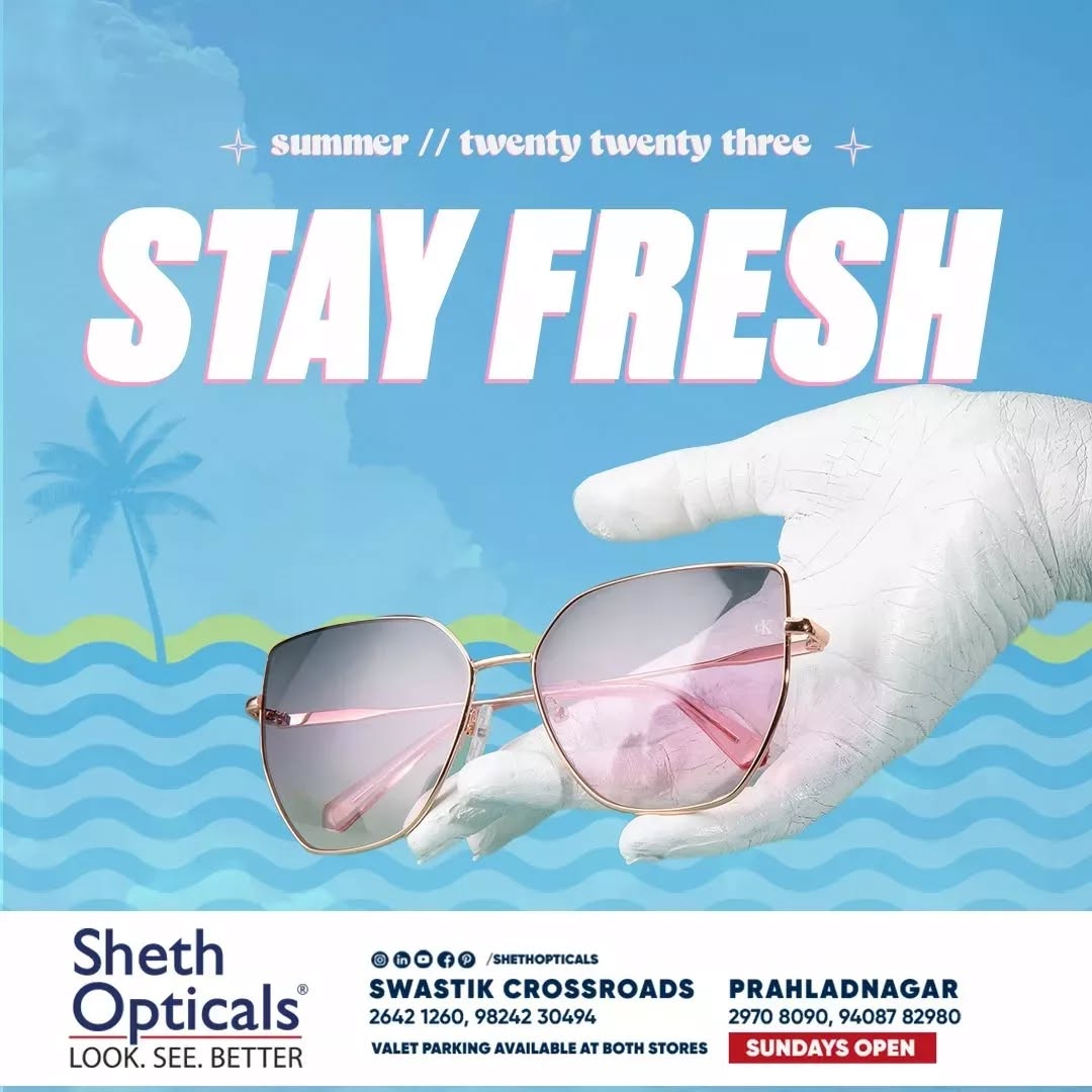 Sheth Opticals,  summer, sunglasses, frames, opticals, opticianahmedabad, eyewear, summervibes, summersinahmedabad