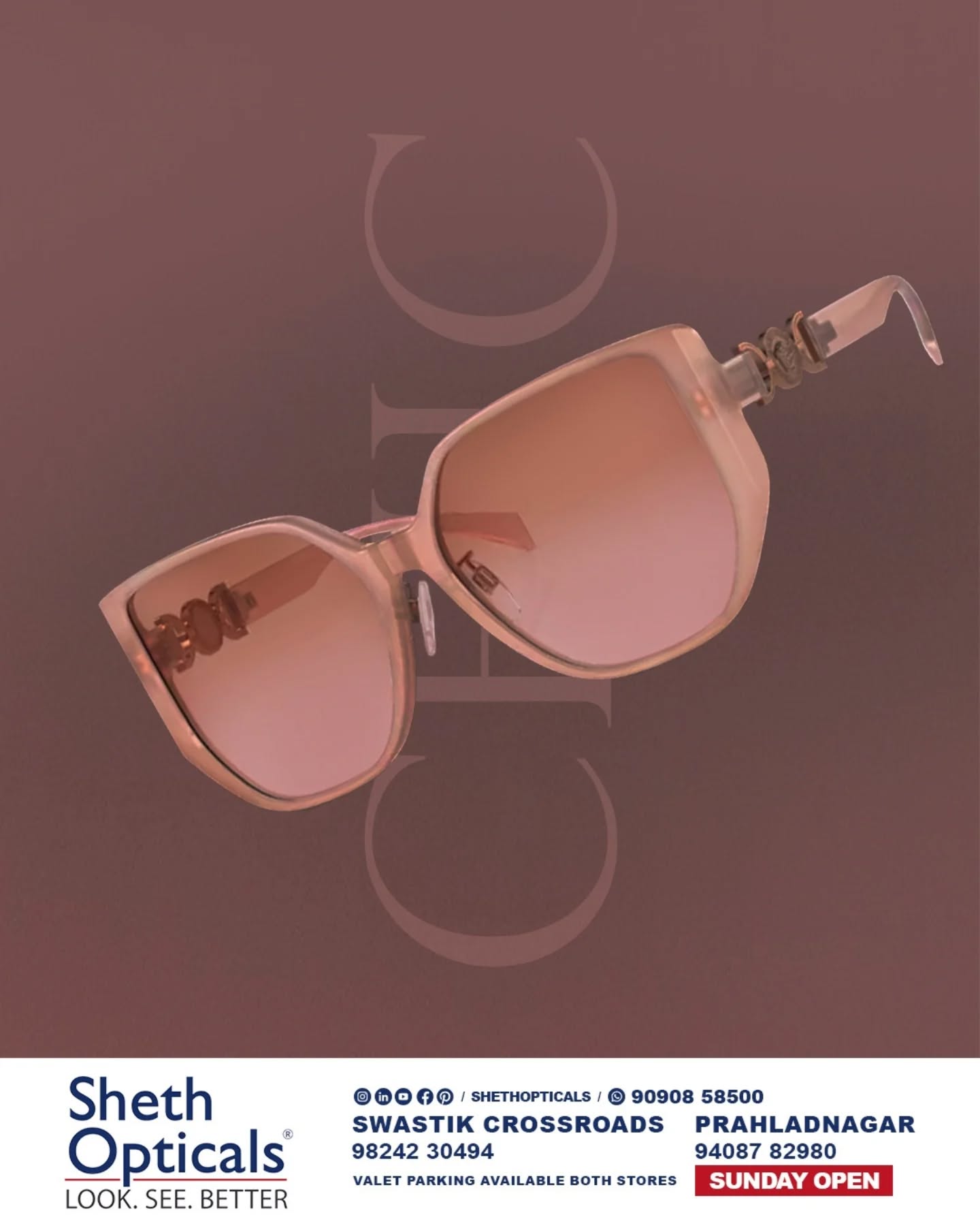 Sheth Opticals,  DesignerSunglasses, LuxuryEyewear, ShethOpticals, FashionFrames, AhmedabadEyewear