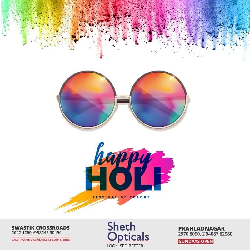 Sheth Opticals,  HappyHoli, Sunglasses, Shades, Goggles, Spectacles, ContactLens, Eyewear, eyewearfashion