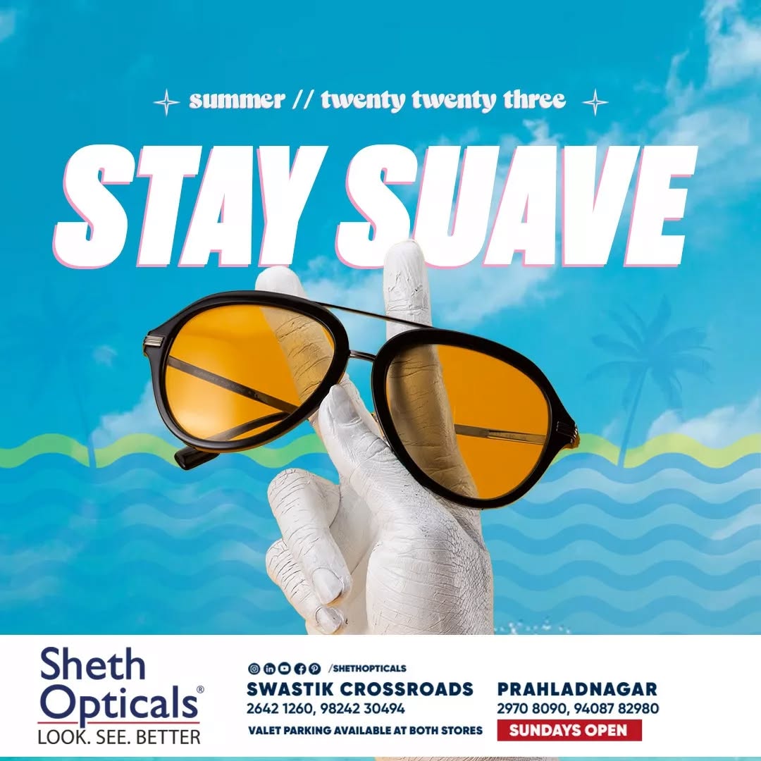 Sheth Opticals,  summer, sunglasses, frames, opticals, opticianahmedabad, eyewear, summervibes, summersinahmedabad